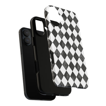 Vintage Harlequin Black & White iPhone Case