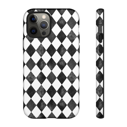 Vintage Harlequin Black & White iPhone Case