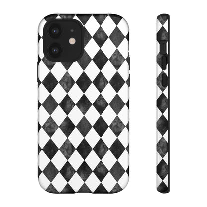 Vintage Harlequin Black & White iPhone Case