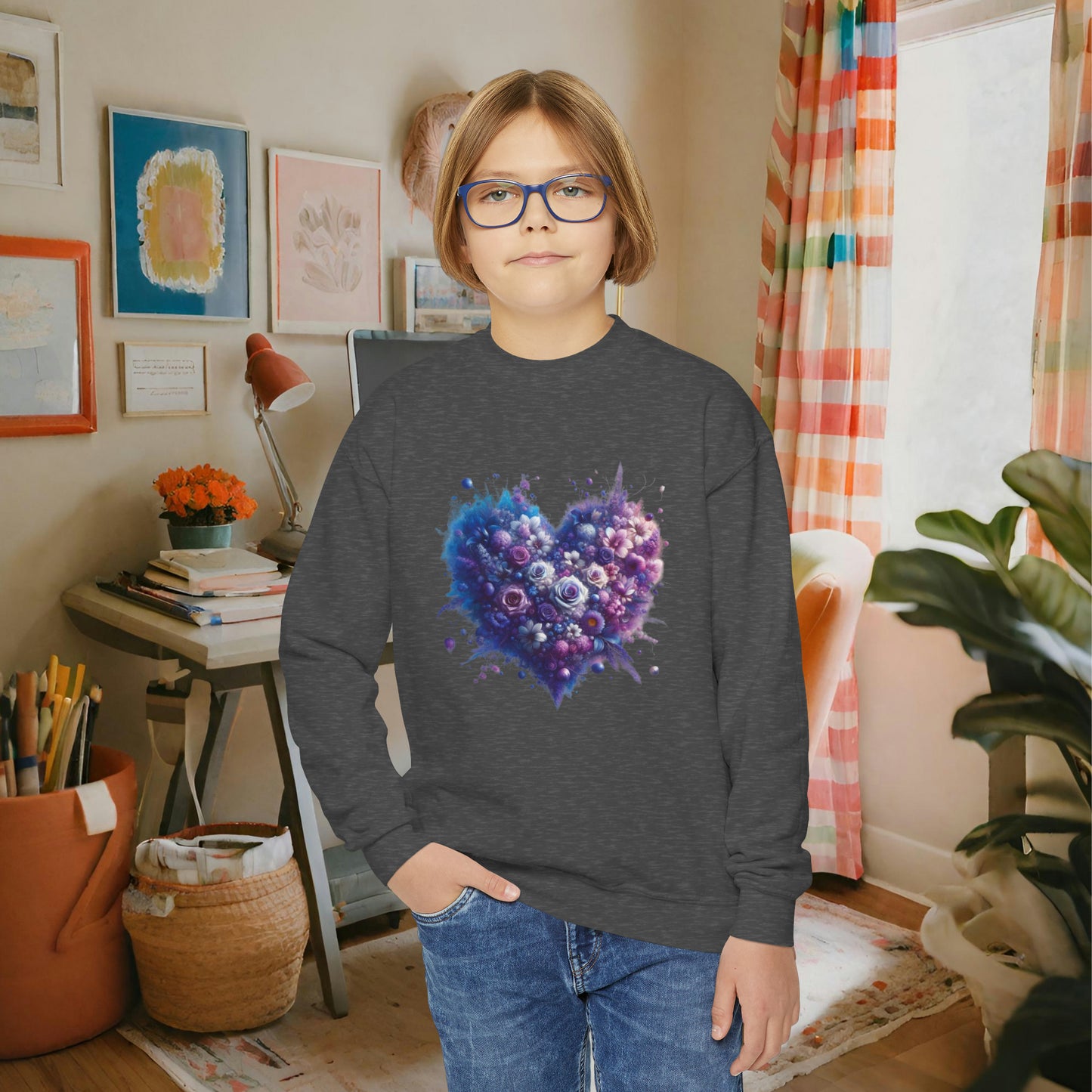 Kids Floral Heart Sweatshirt