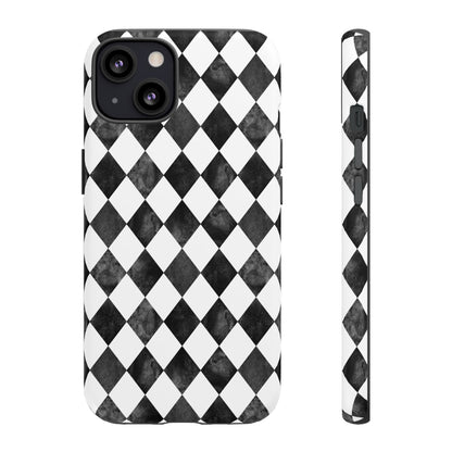 Vintage Harlequin Black & White iPhone Case