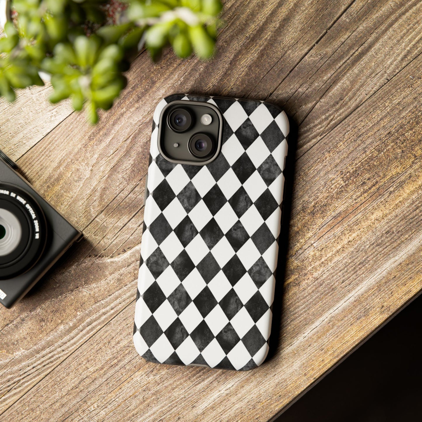 Vintage Harlequin Black & White iPhone Case