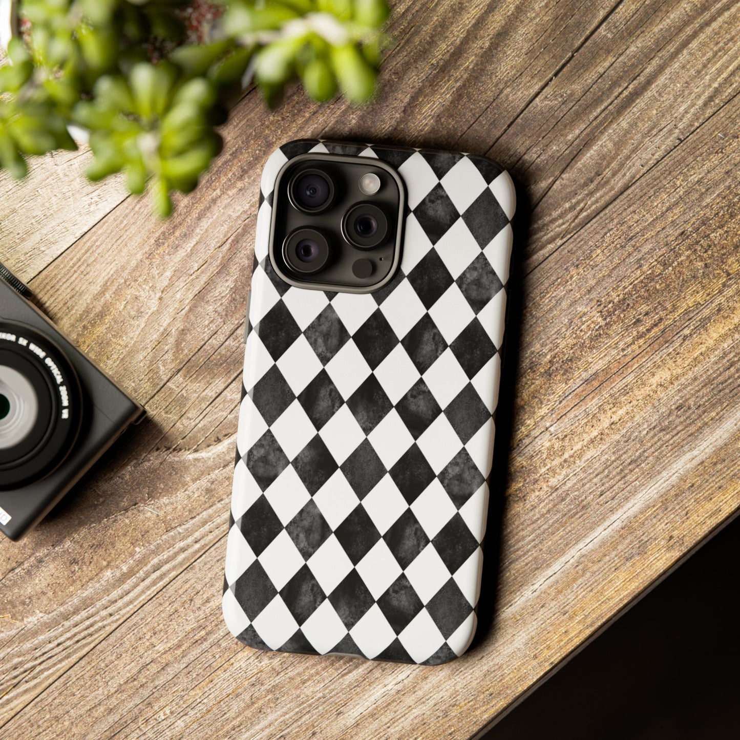 Vintage Harlequin Black & White iPhone Case