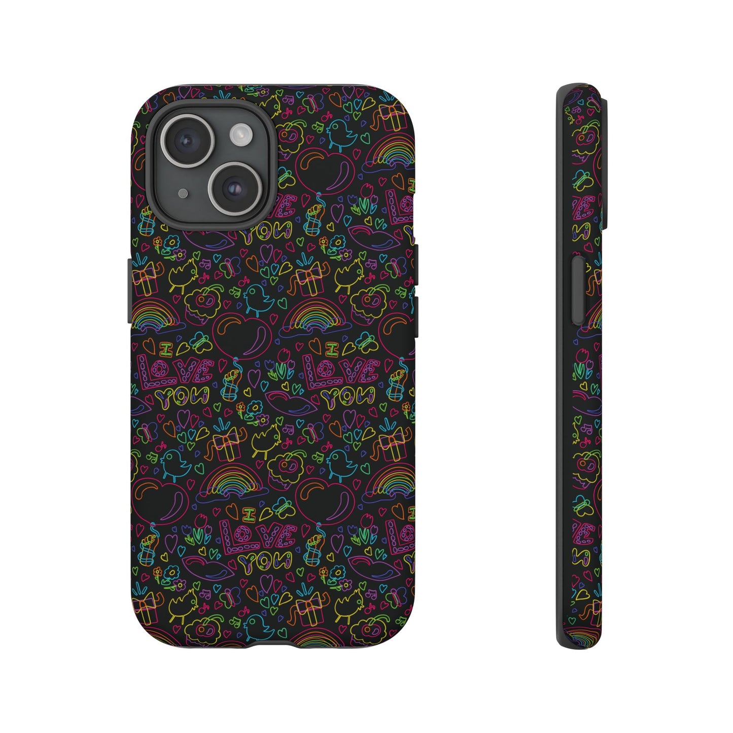 Neon Love Doodle iPhone Case
