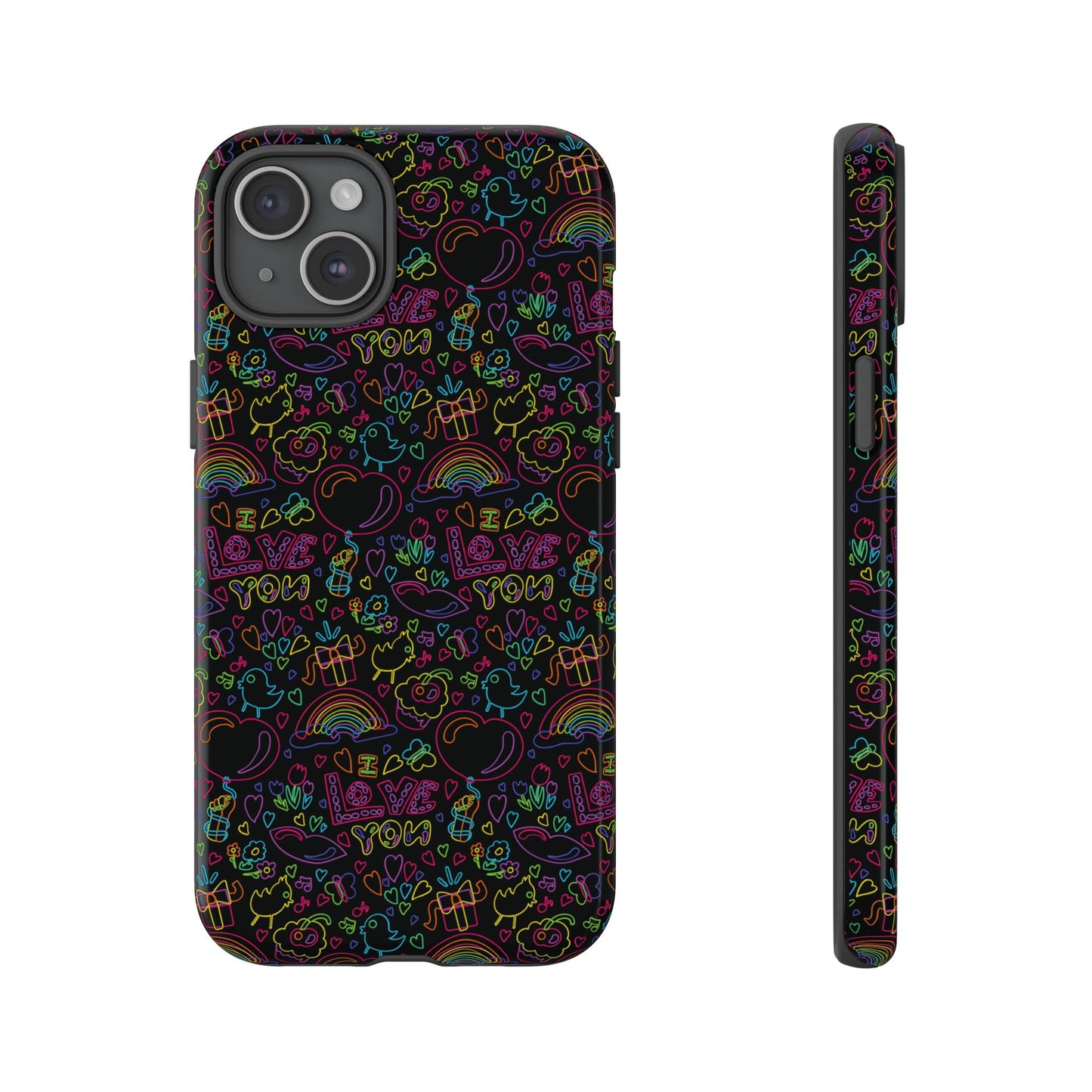 Neon Love Doodle iPhone Case