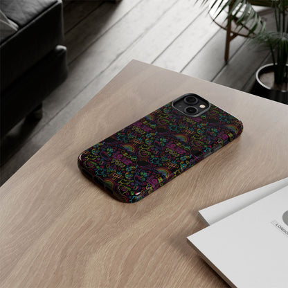Neon Love Doodle iPhone Case