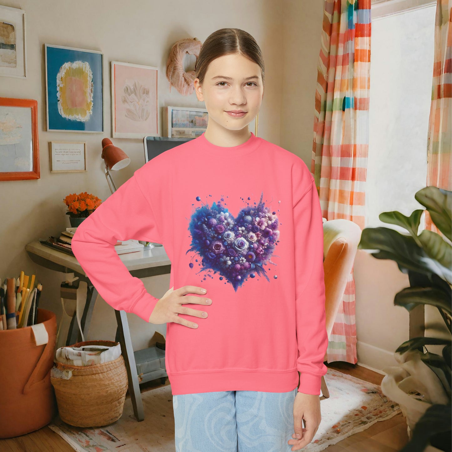 Kids Floral Heart Sweatshirt
