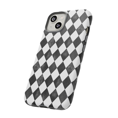 Vintage Harlequin Black & White iPhone Case