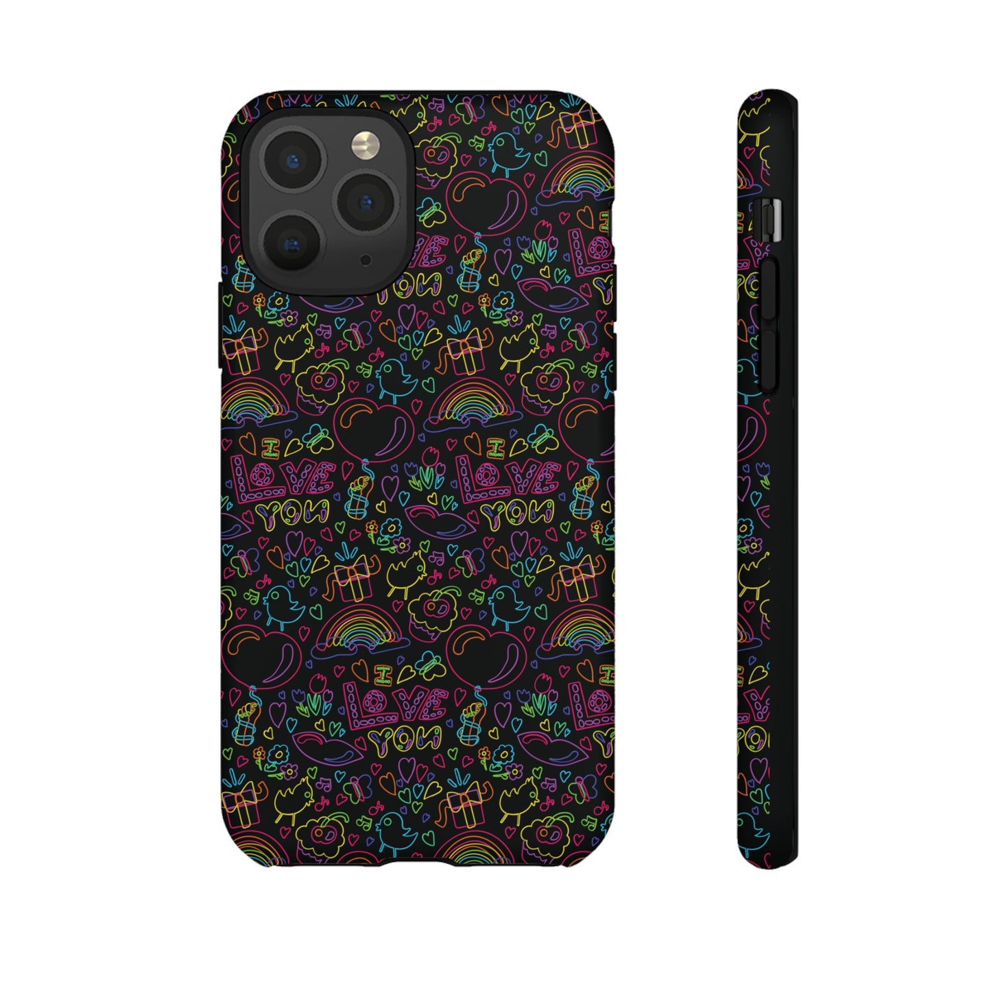 Neon Love Doodle iPhone Case