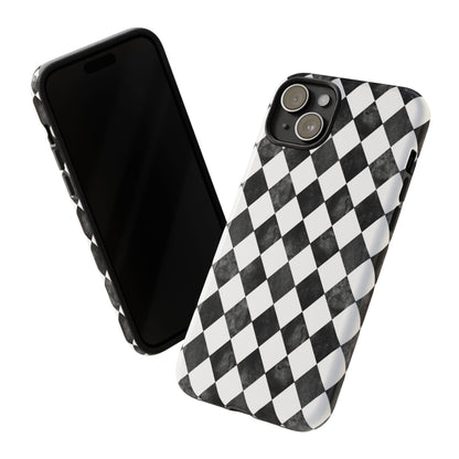 Vintage Harlequin Black & White iPhone Case