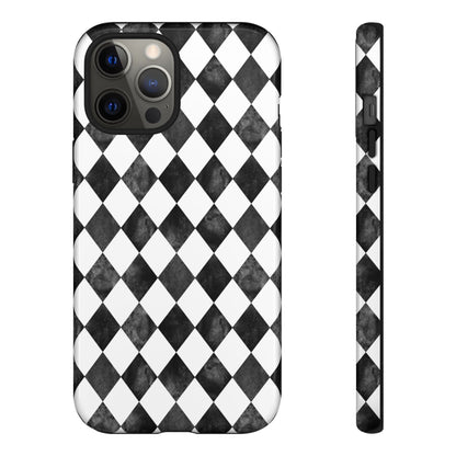Vintage Harlequin Black & White iPhone Case