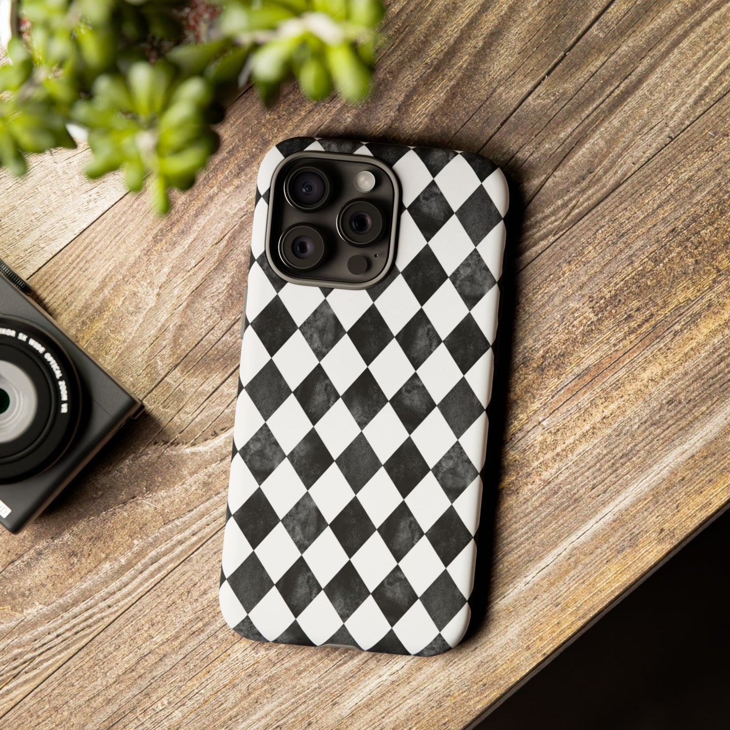 Vintage Harlequin Black & White iPhone Case