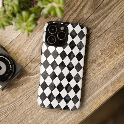 Vintage Harlequin Black & White iPhone Case