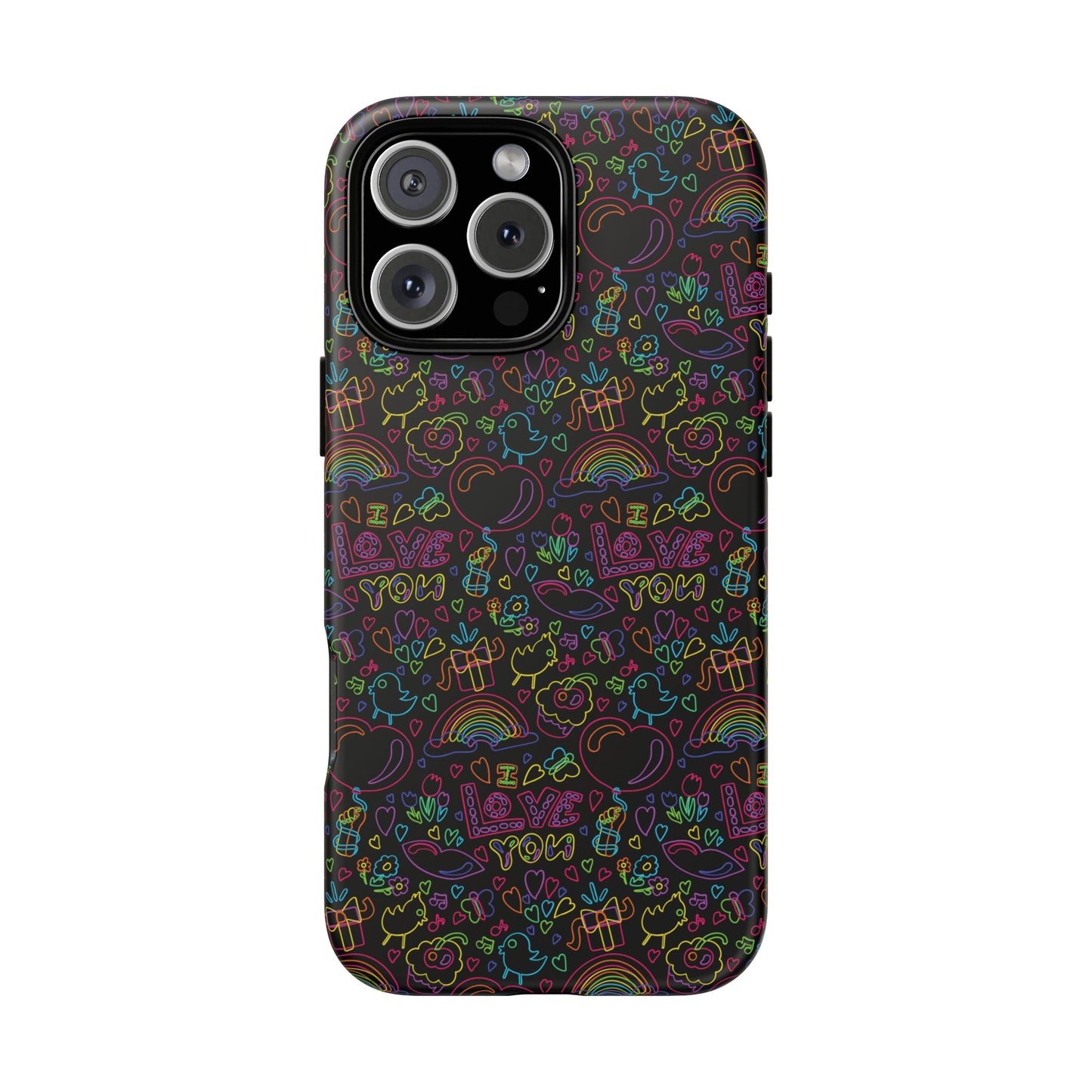 Neon Love Doodle iPhone Case