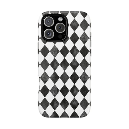 Vintage Harlequin Black & White iPhone Case