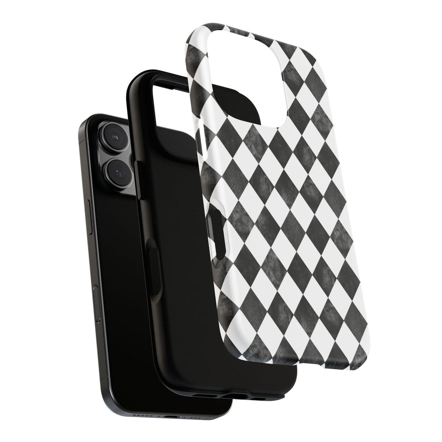Vintage Harlequin Black & White iPhone Case