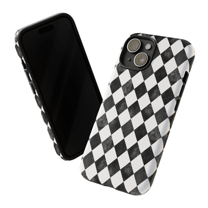 Vintage Harlequin Black & White iPhone Case