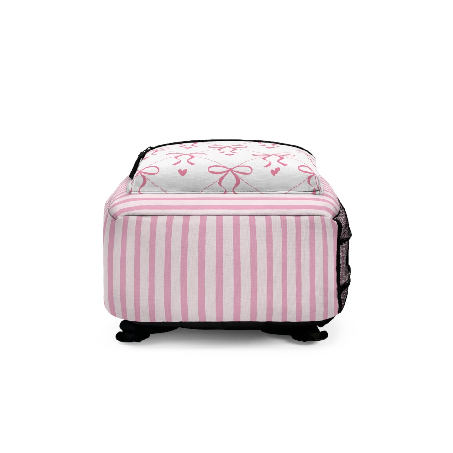 Pink Striped Bow Backpack