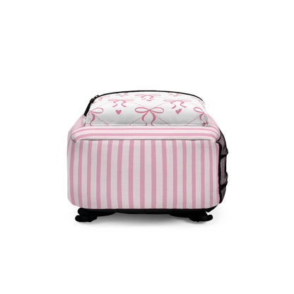 Pink Striped Bow Backpack