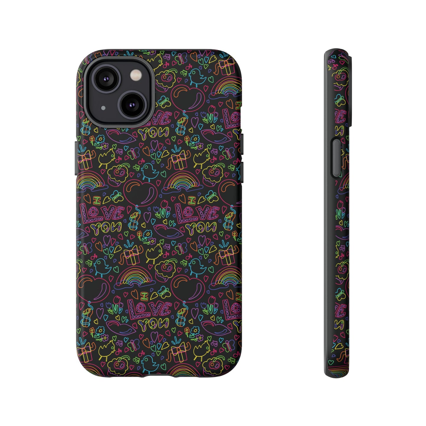 Neon Love Doodle iPhone Case