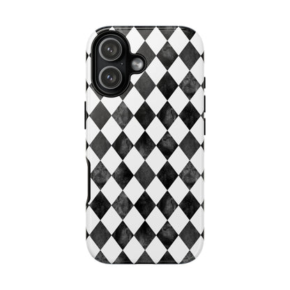 Vintage Harlequin Black & White iPhone Case