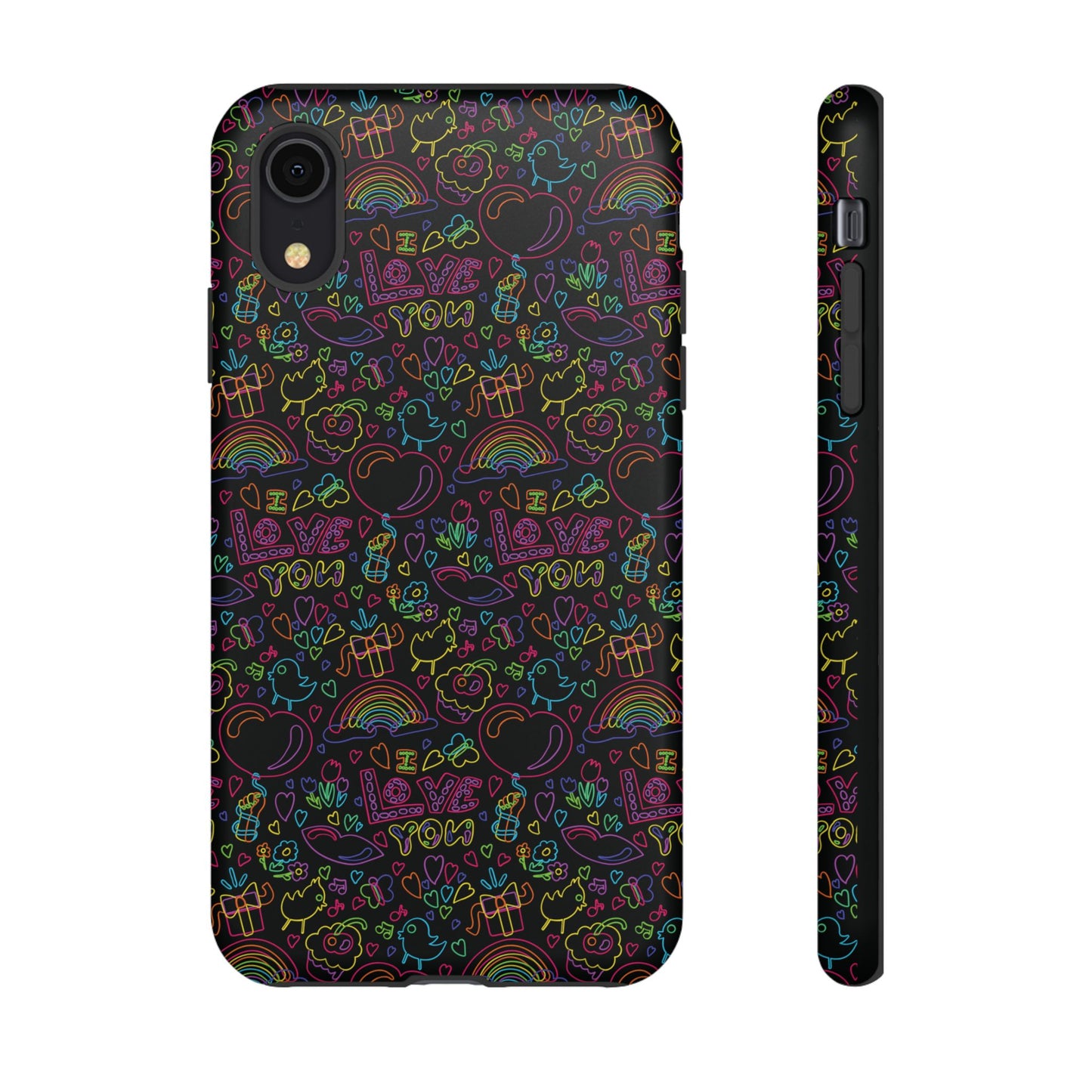 Neon Love Doodle iPhone Case