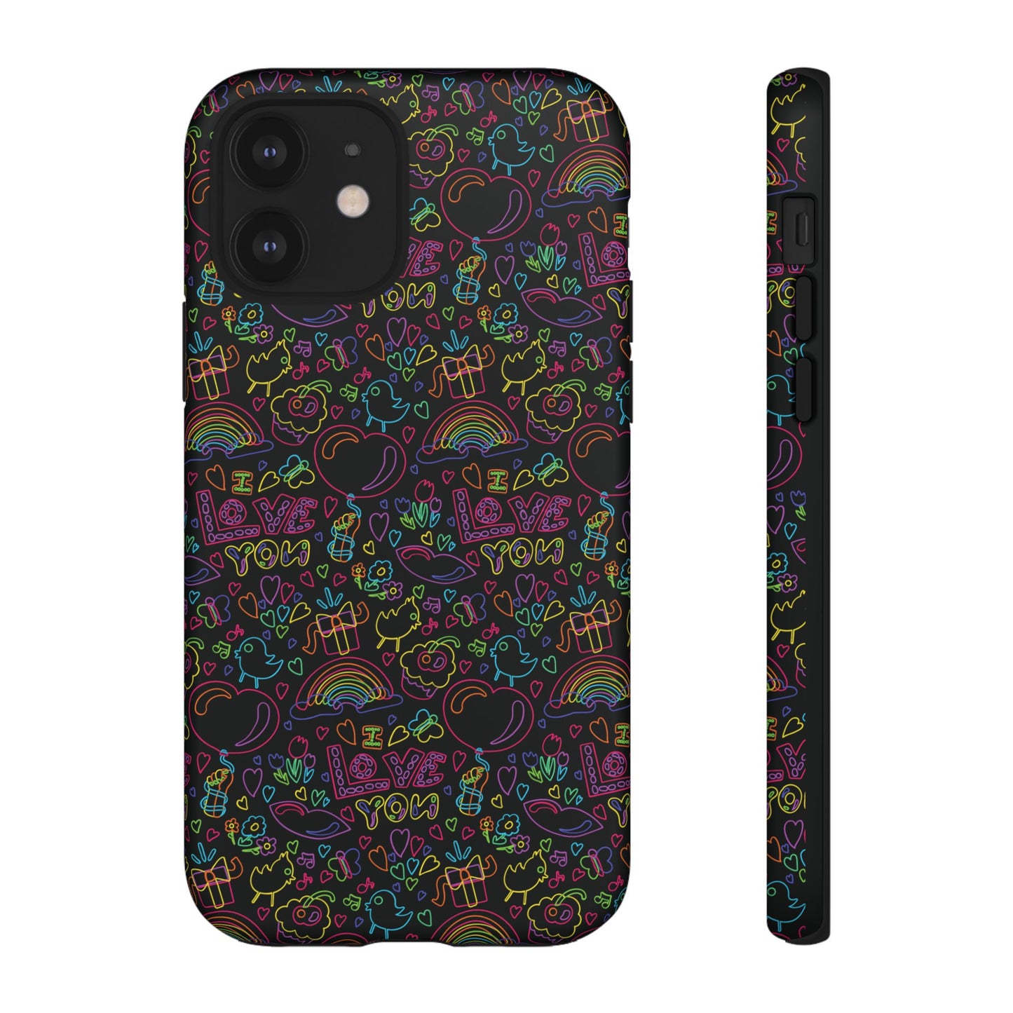 Neon Love Doodle iPhone Case