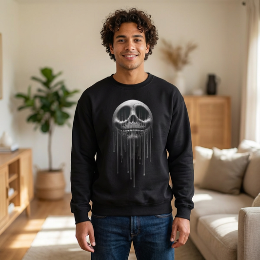 Melting Metallic Skull Crewneck Sweatshirt