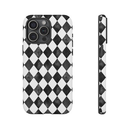 Vintage Harlequin Black & White iPhone Case
