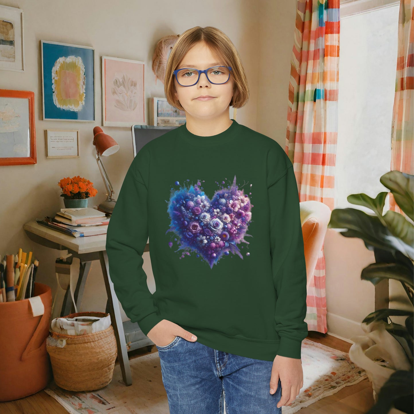 Kids Floral Heart Sweatshirt