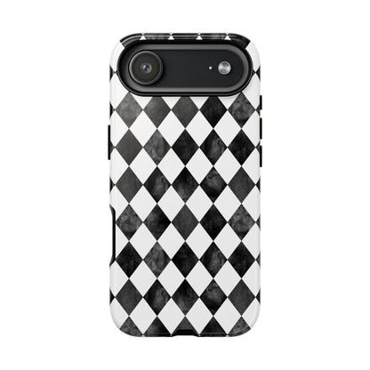 Vintage Harlequin Black & White iPhone Case