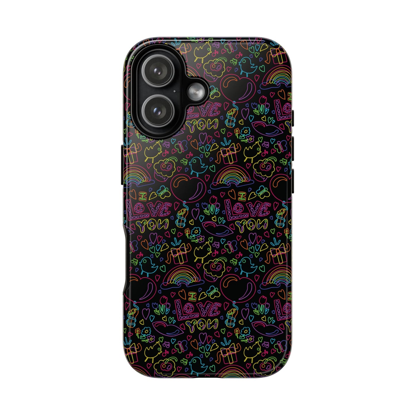 Neon Love Doodle iPhone Case