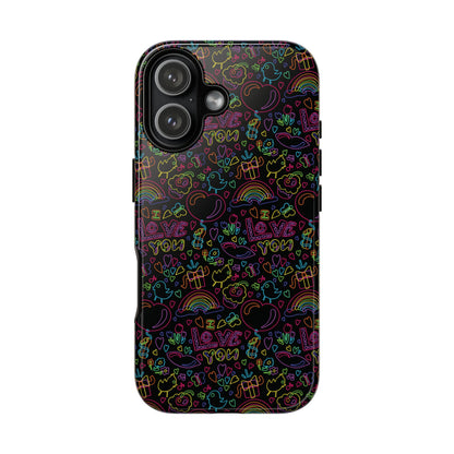 Neon Love Doodle iPhone Case