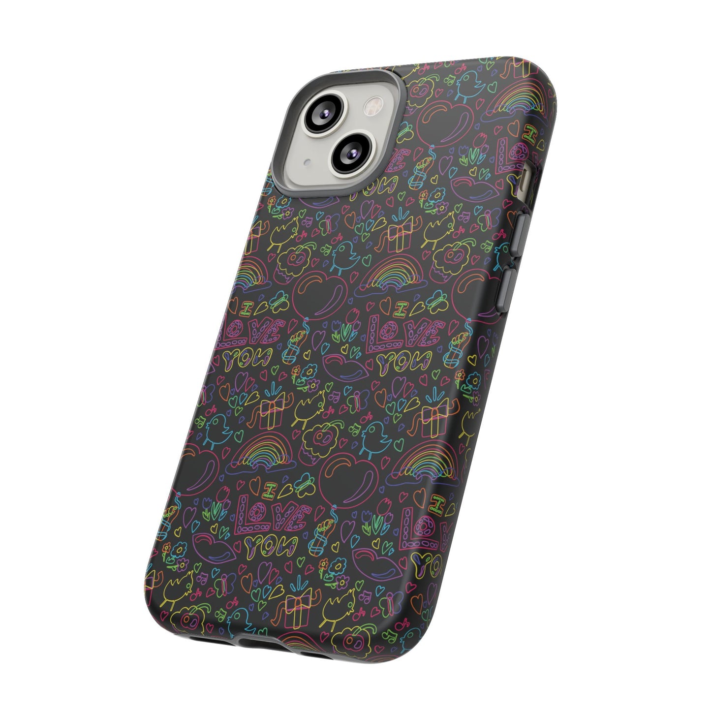 Neon Love Doodle iPhone Case