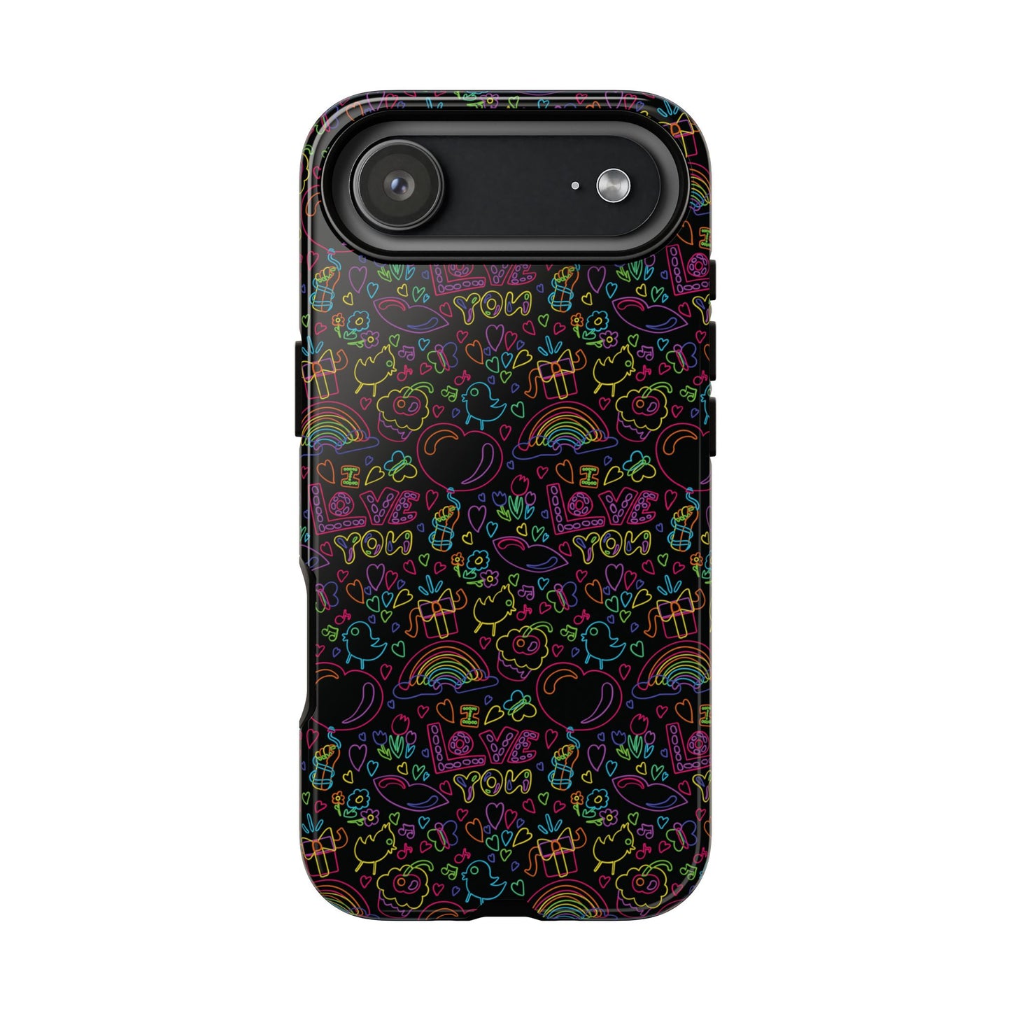 Neon Love Doodle iPhone Case