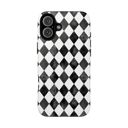 Vintage Harlequin Black & White iPhone Case
