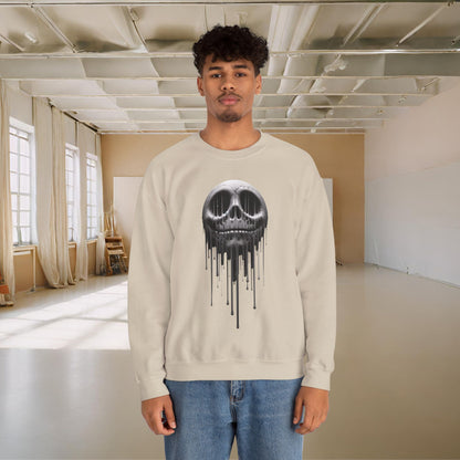 Melting Metallic Skull Crewneck Sweatshirt