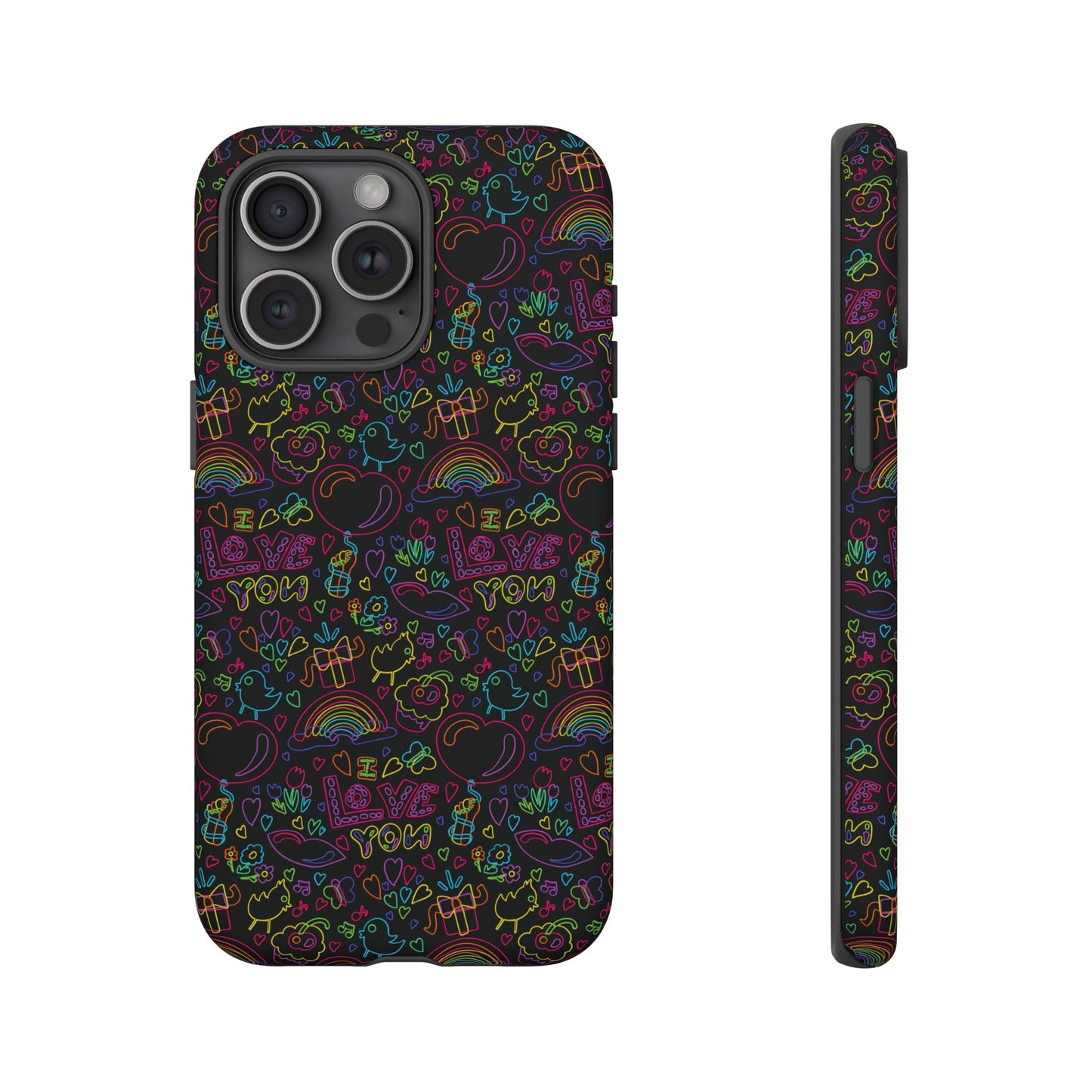 Neon Love Doodle iPhone Case