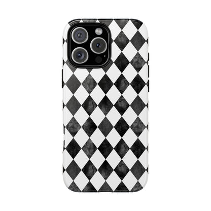 Vintage Harlequin Black & White iPhone Case