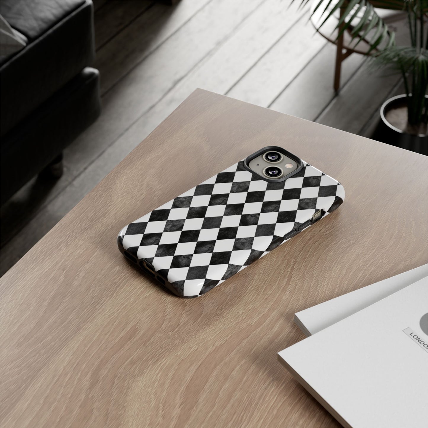 Vintage Harlequin Black & White iPhone Case