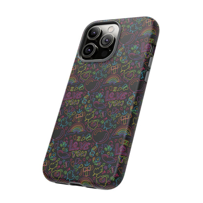 Neon Love Doodle iPhone Case