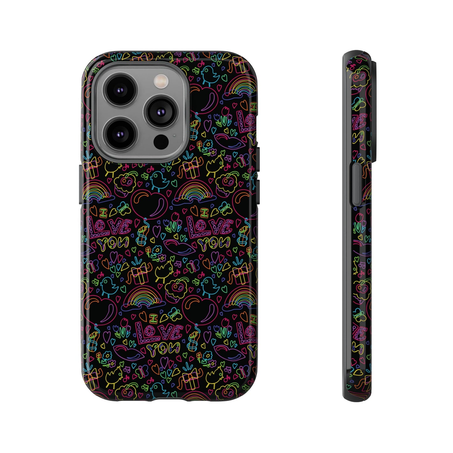 Neon Love Doodle iPhone Case