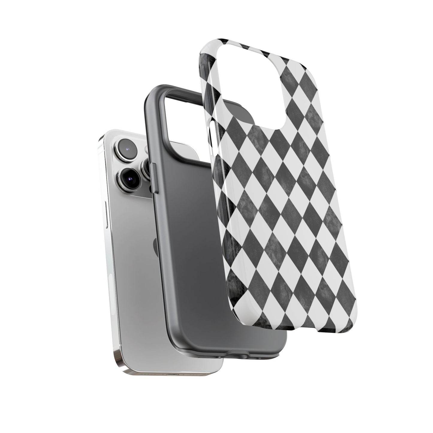 Vintage Harlequin Black & White iPhone Case