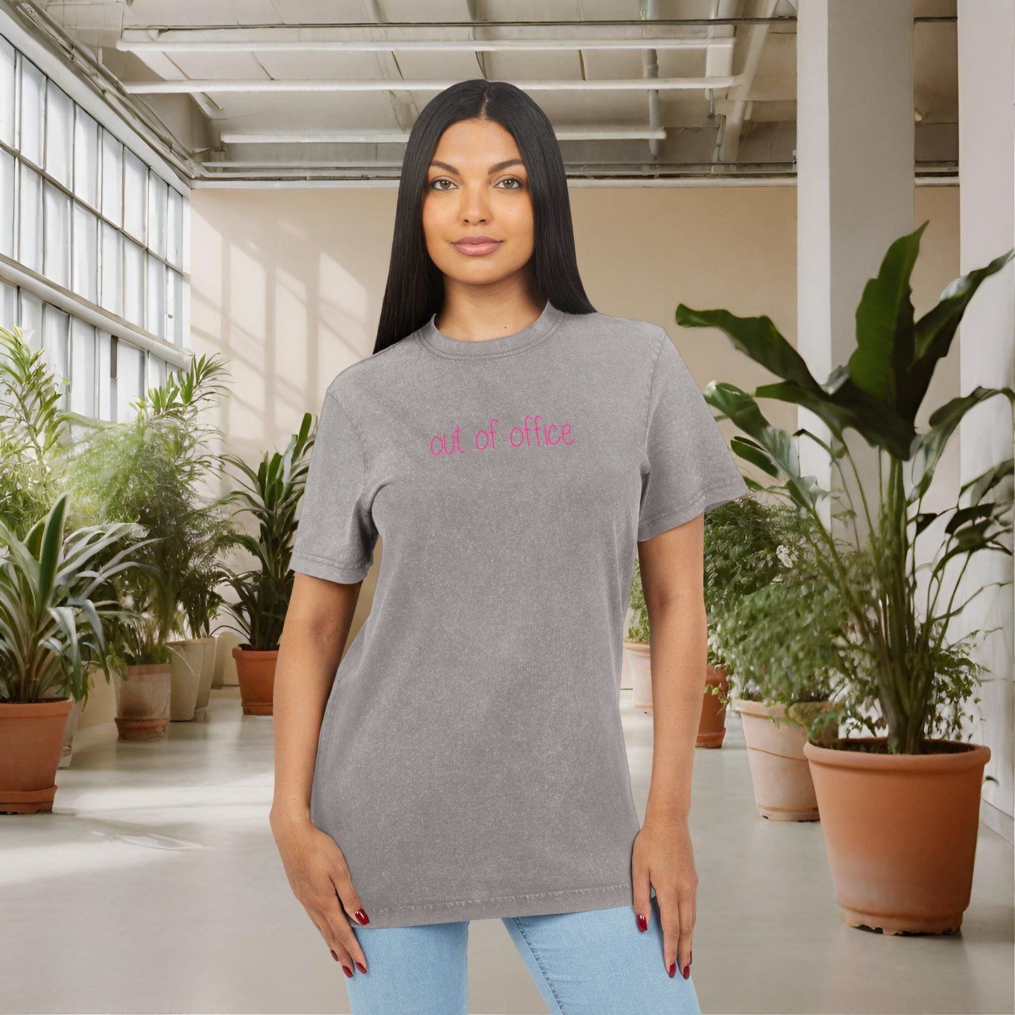 Out of Office Acid Washed Tee