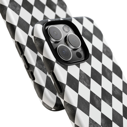 Vintage Harlequin Black & White iPhone Case