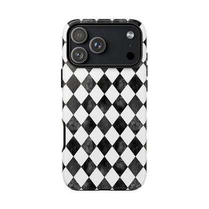 Vintage Harlequin Black & White iPhone Case
