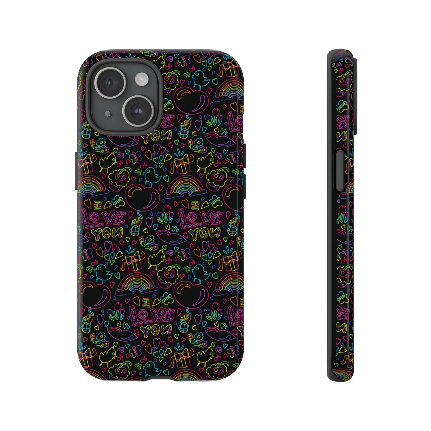 Neon Love Doodle iPhone Case