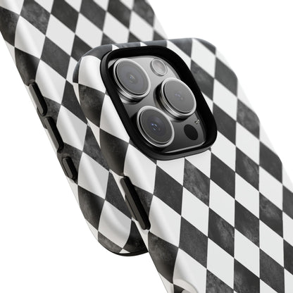 Vintage Harlequin Black & White iPhone Case