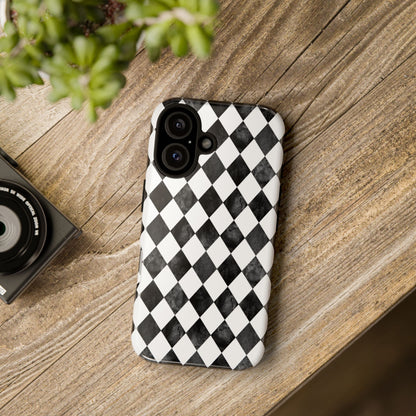 Vintage Harlequin Black & White iPhone Case