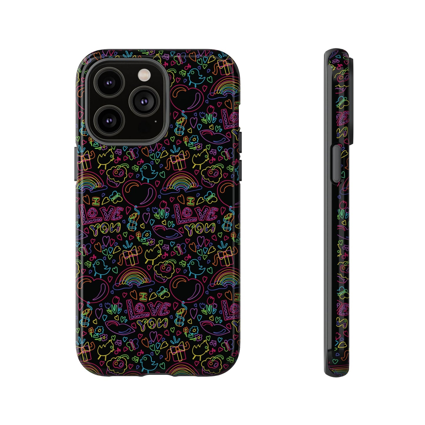 Neon Love Doodle iPhone Case